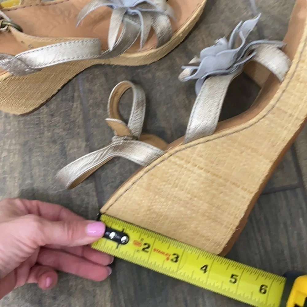 Born Metallic Gold Flower Wedge Sandals